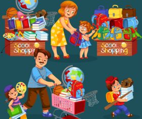 School shop with cute student vector 07