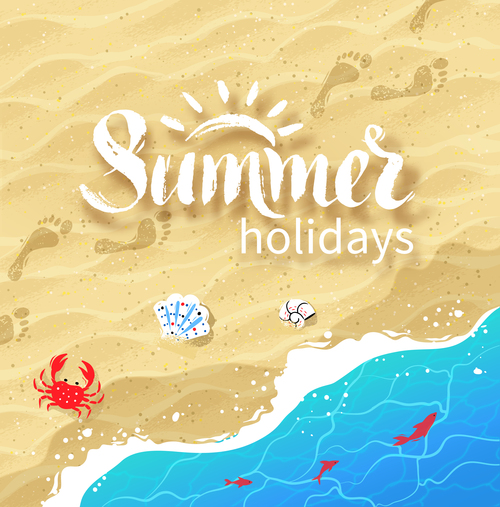 Sea with beach summer holiday background vector