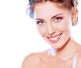 Smiling woman with makeup Stock Photo