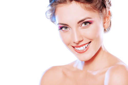 Smiling woman with makeup Stock Photo
