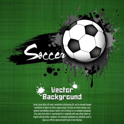 Soccer with grunge green background vector