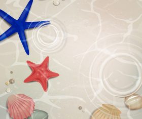 Starfishes and shells summer background vector 01