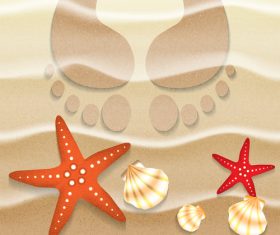 Starfishes and shells summer background vector 02