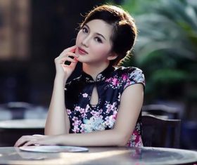 Stock Photo Elegant Asian cheongsam beauty