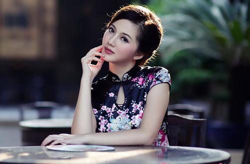 Stock Photo Elegant Asian cheongsam beauty