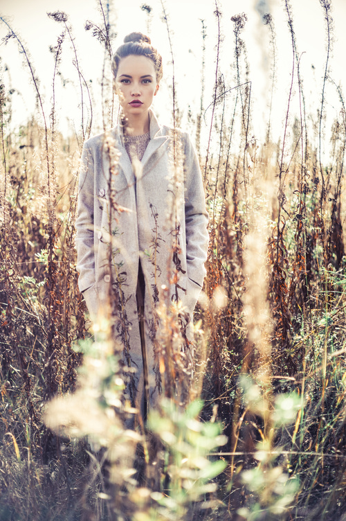 Stock Photo Fashion beautiful lady in autumn landscape 03