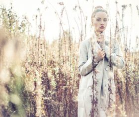 Stock Photo Fashion beautiful lady in autumn landscape 04