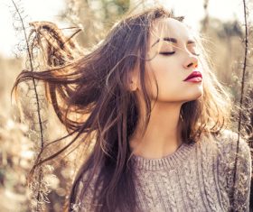 Stock Photo Fashion beautiful lady in autumn landscape 06