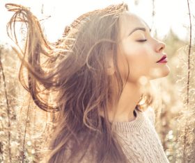 Stock Photo Fashion beautiful lady in autumn landscape 07