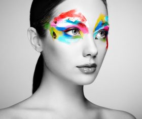 Stock Photo Female models fashion eye makeup 01