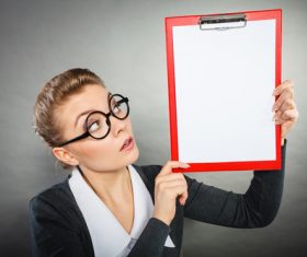 Stock Photo Female secretary holding folder 01