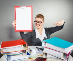 Stock Photo Female secretary holding folder 02