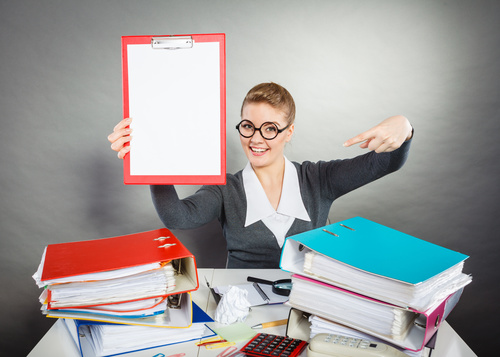 Stock Photo Female secretary holding folder 02