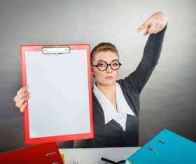 Stock Photo Female secretary holding folder 03