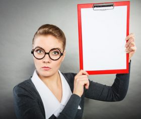 Stock Photo Female secretary holding folder 04