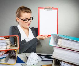Stock Photo Female secretary holding folder 05