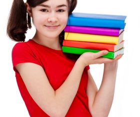 Stock Photo Female student holding book