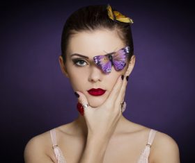 Stock Photo Makeup woman and butterfly art photo 02