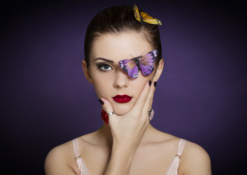 Stock Photo Makeup woman and butterfly art photo 02