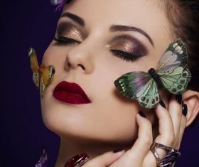 Stock Photo Makeup woman and butterfly art photo 03