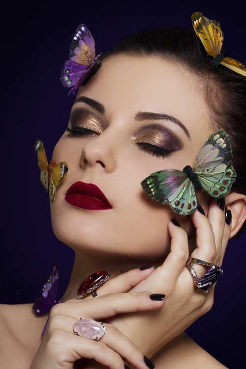Stock Photo Makeup woman and butterfly art photo 03