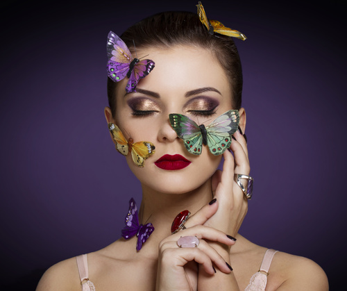 Stock Photo Makeup woman and butterfly art photo 04