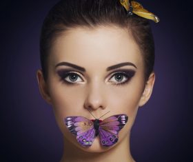 Stock Photo Makeup woman and butterfly art photo 05