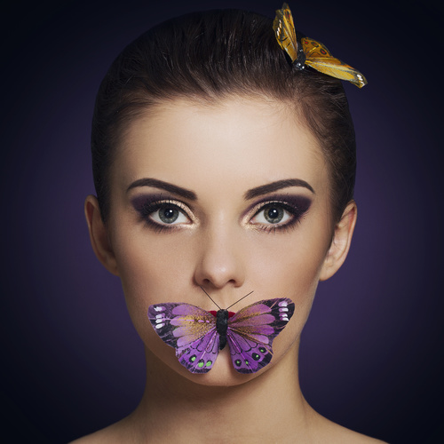 Stock Photo Makeup woman and butterfly art photo 05