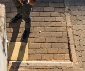 Stock Photo Male photographer captured on the street