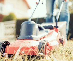 Stock Photo Man mowing the lawn 06
