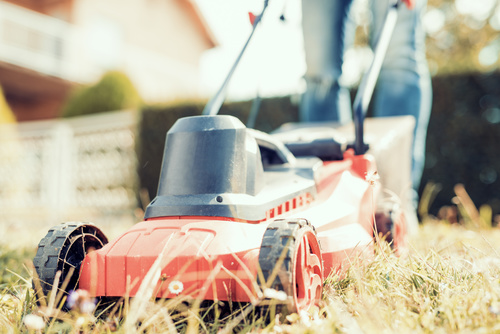 Stock Photo Man mowing the lawn 06