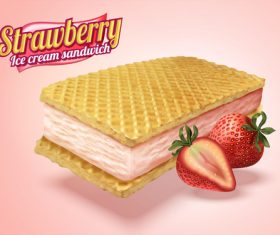 Strawberry Ice cream sandwich vector illustration