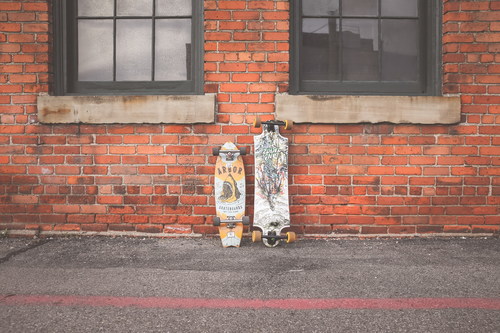 Street four wheeled skateboard Stock Photo
