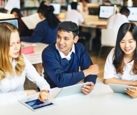 Students Uses tablets pc Stock Photo