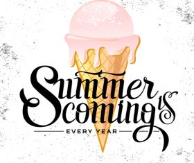 Summer background with ice cream vector