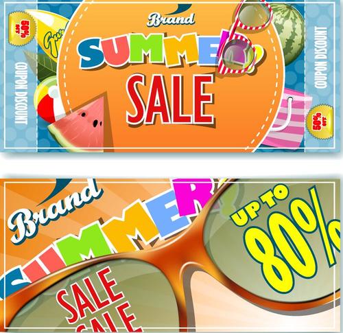 Summer sale banners template design vector