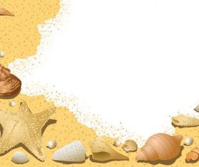 Summer shells with sea background vector