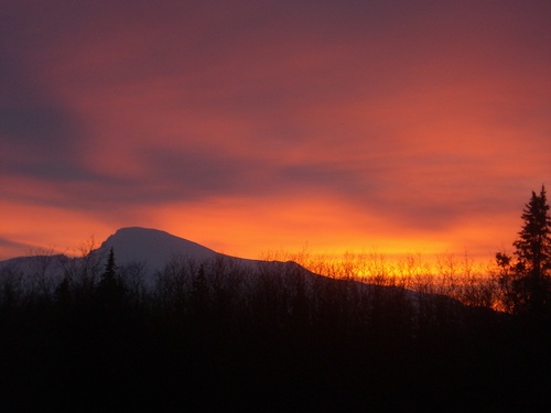 Sunset on mountain landscape Stock Photo