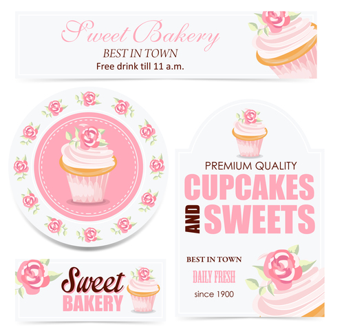 Sweet bakery cupcake poster vector