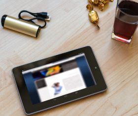 Tablet pc on the desktop Stock Photo