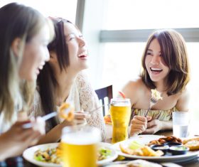 Taste food with good friends Stock Photo