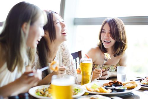 Taste food with good friends Stock Photo