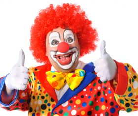 Thumbs up funny clown Stock Photo