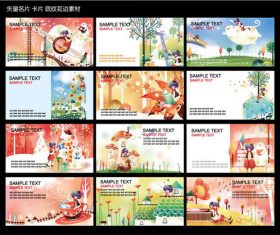 Trend cartoon character business card card design vector material