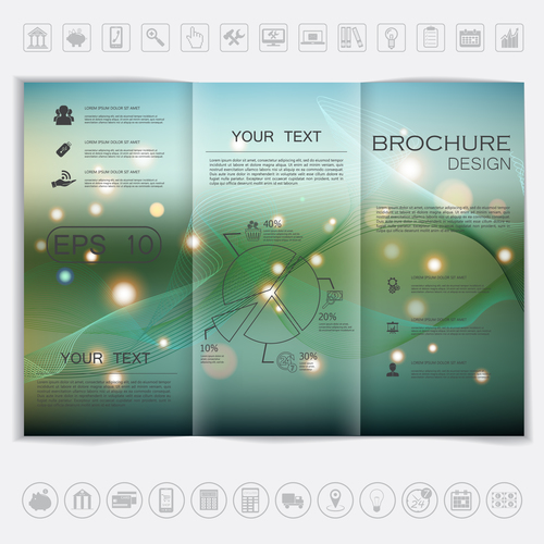 Tri fold brochure template design vectors 01