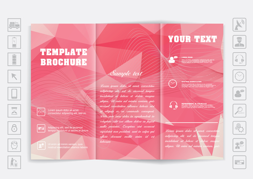 Tri fold brochure template design vectors 03