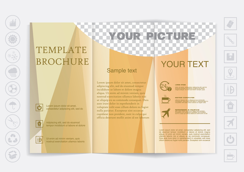 Tri fold brochure template design vectors 04