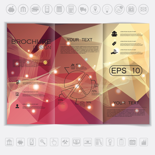 Tri fold brochure template design vectors 05