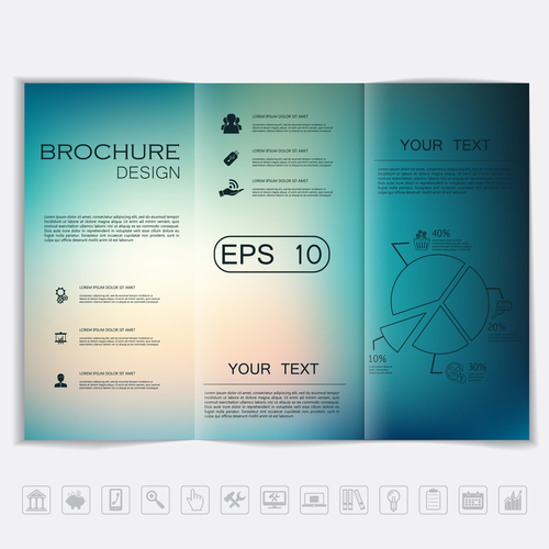 Tri fold brochure template design vectors 06