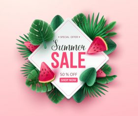 Tropic summer sale background design vector 03
